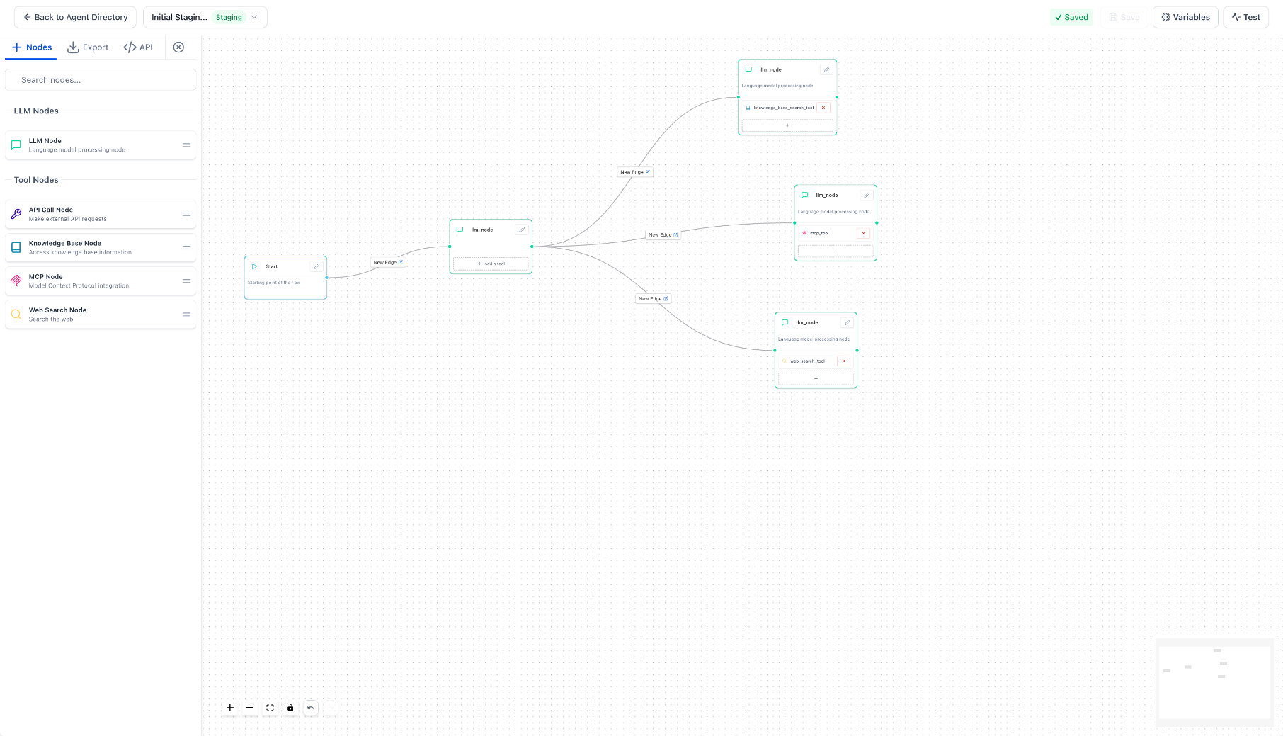 Flow-based agent visual builder