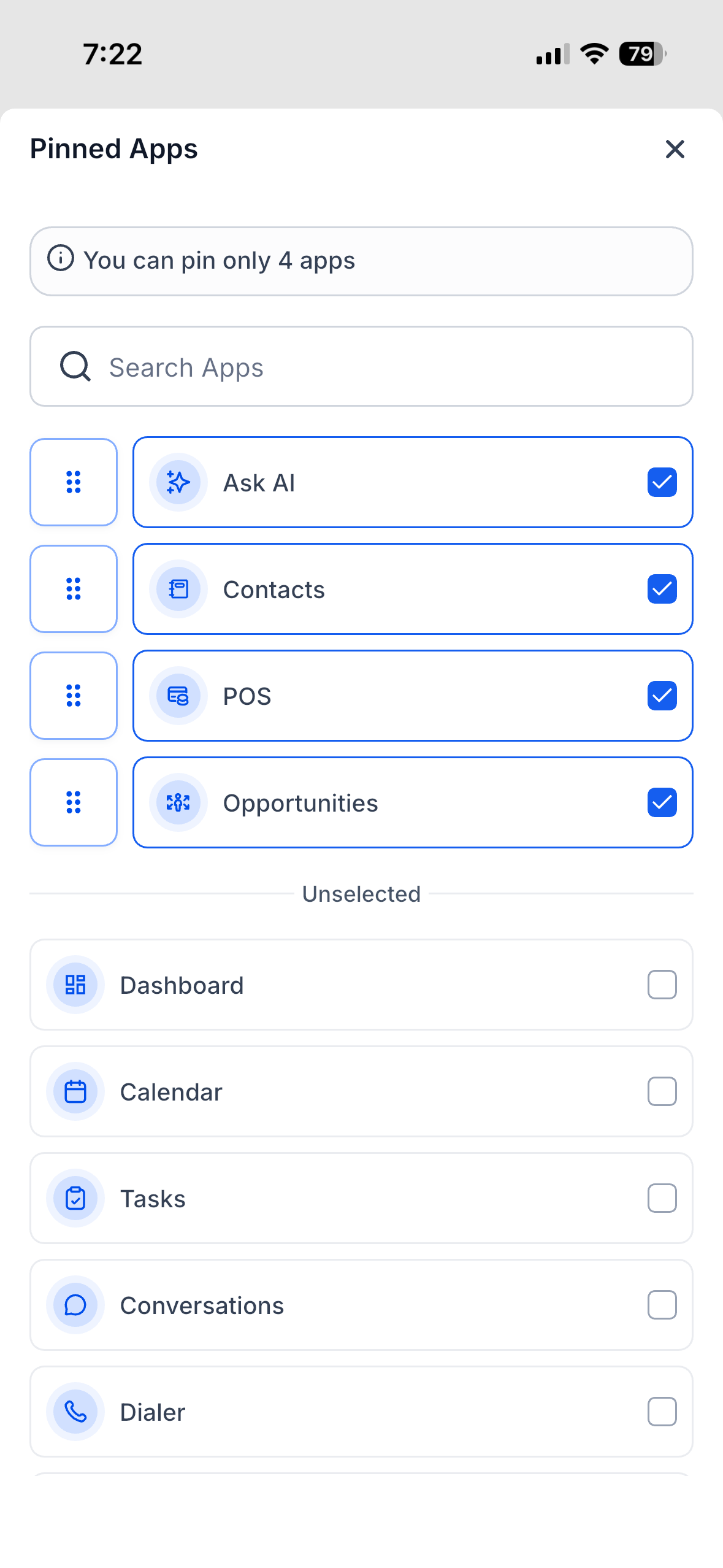 Redesigned mobile pipeline with opportunity cards and activity indicators