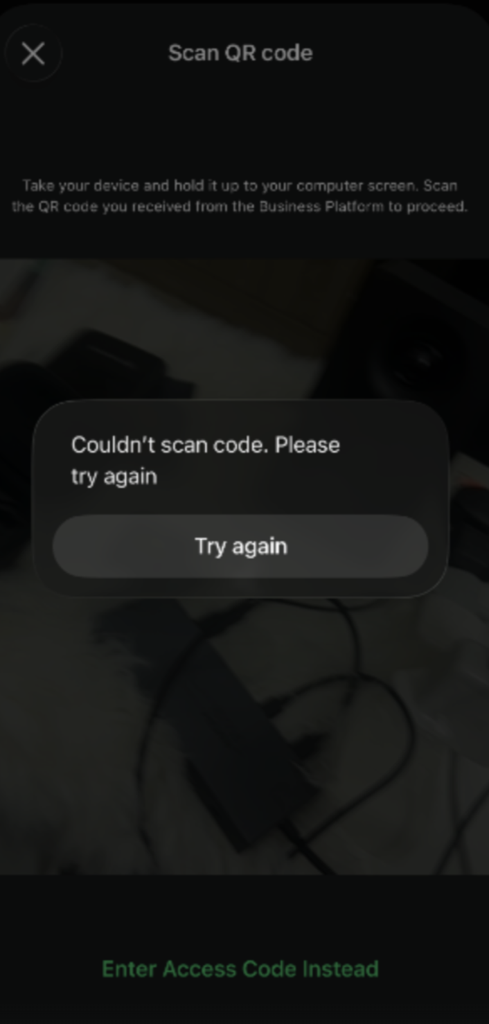 QR code screen during Coexistence onboarding