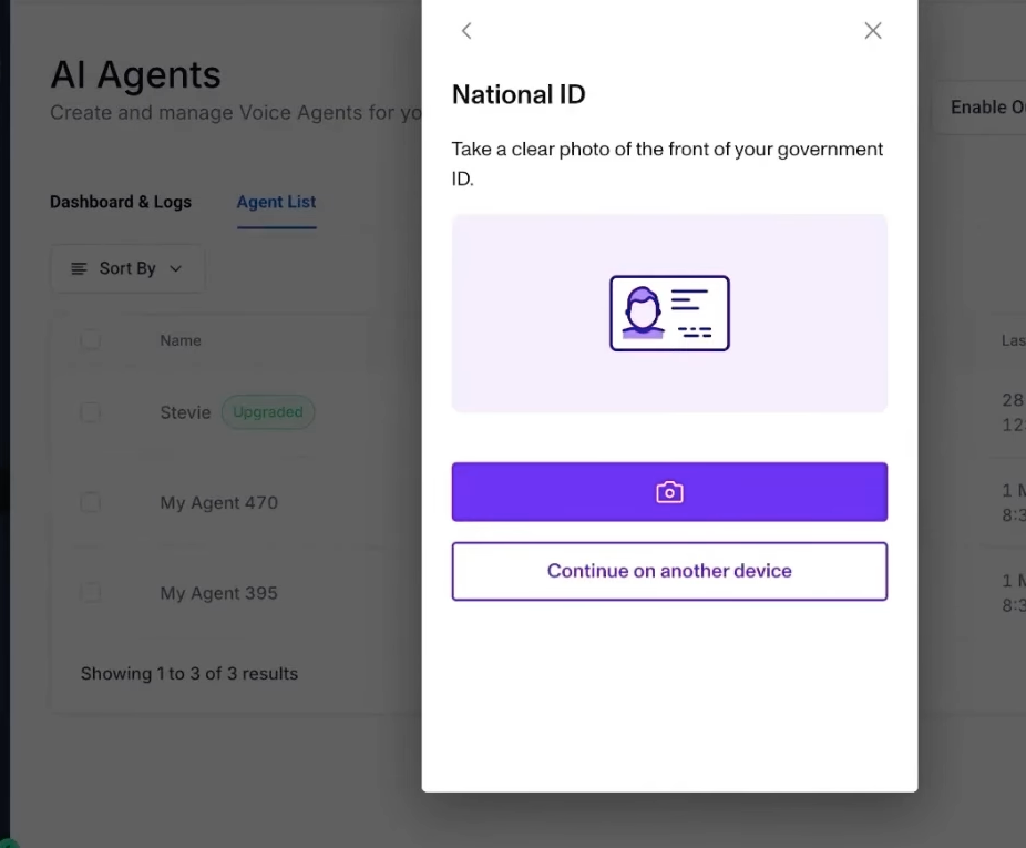 Identity verification for outbound Voice AI eligibility