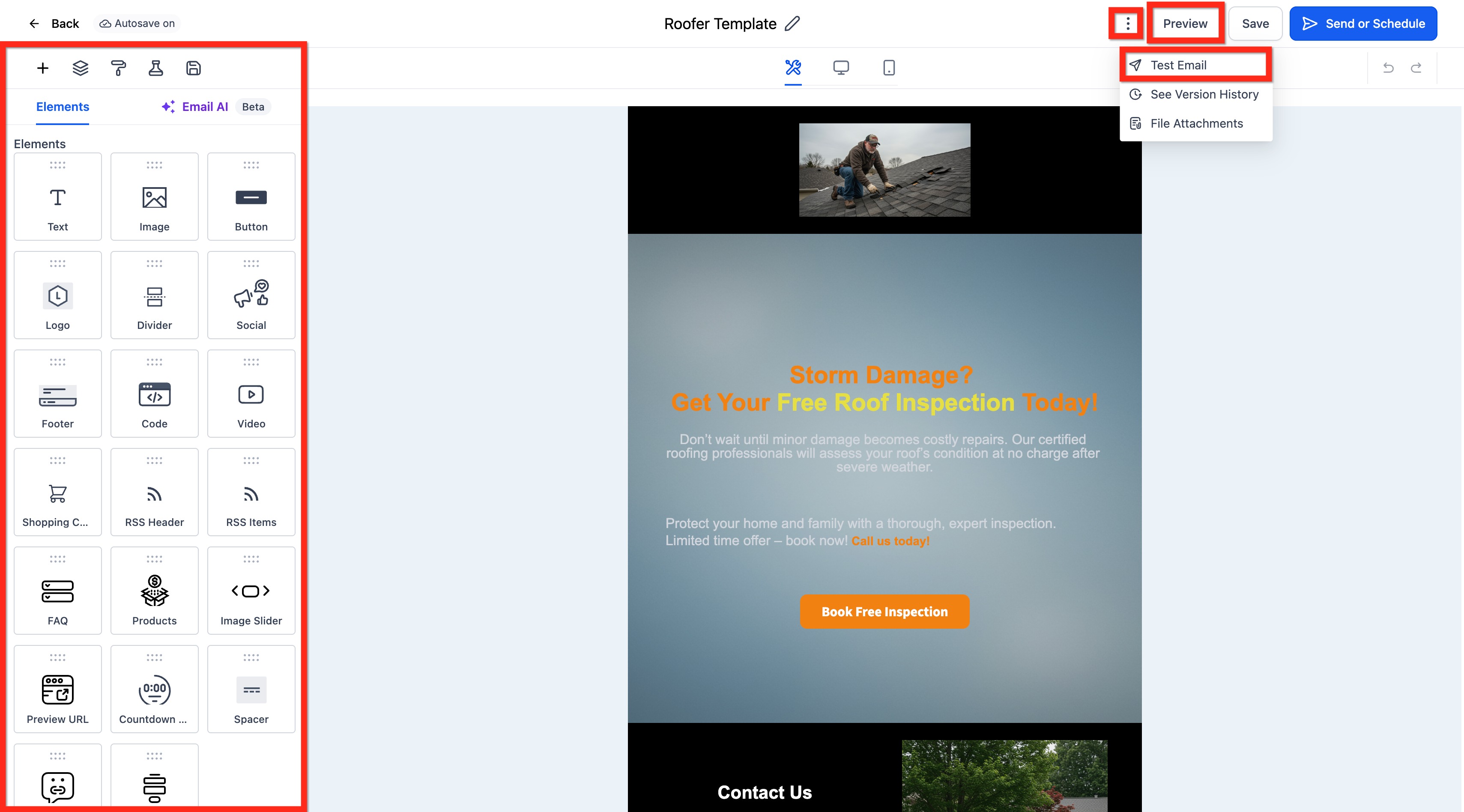 Email campaign preview showing the email on supported device views