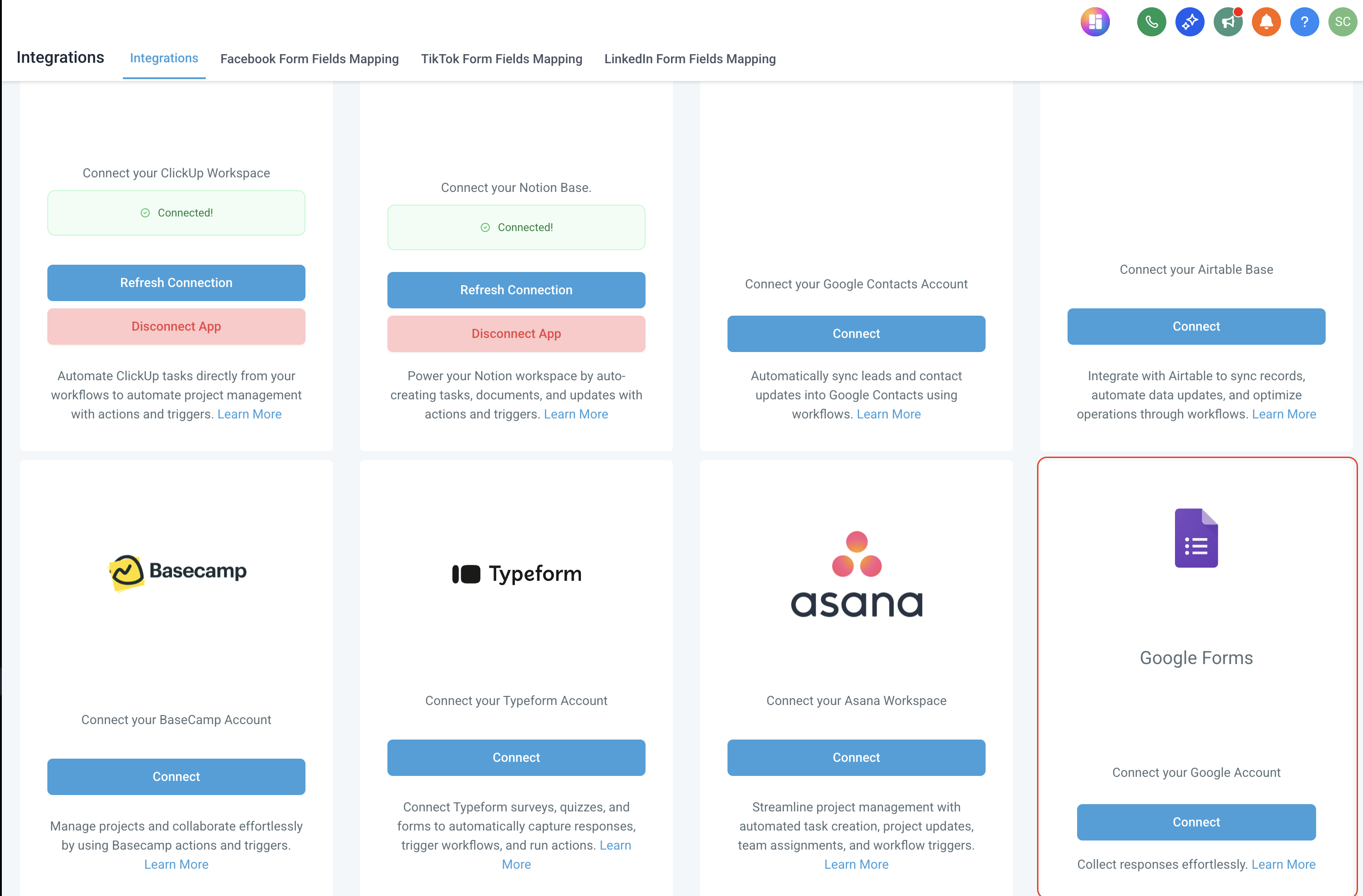 Google Forms workflow integration options